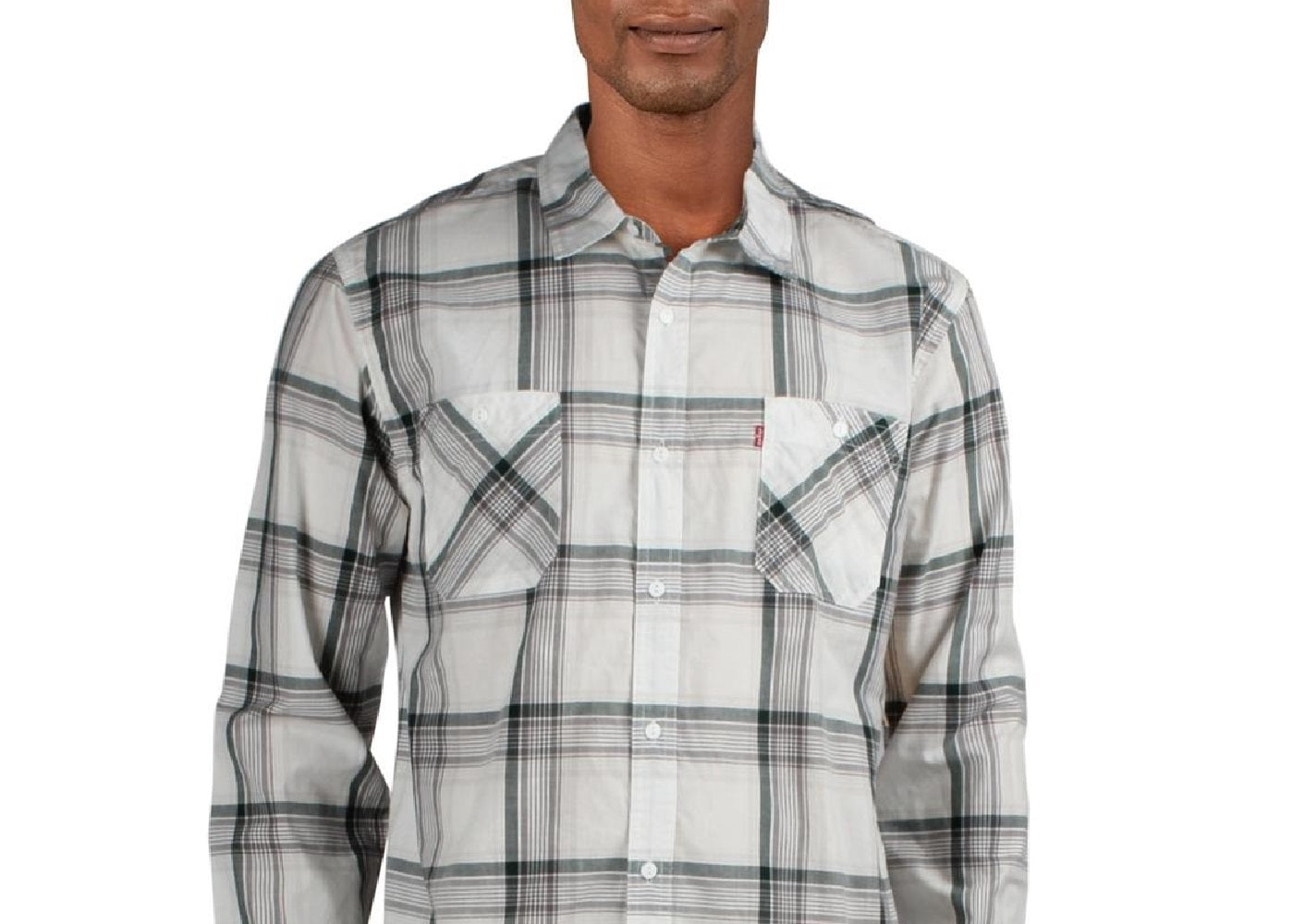 Camisa xadrez Levi's Rosa masculina com botões e gola branca, tamanho X-G