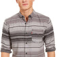 Camisa de flanela listrada Levi's Avalon masculina, cinza, tamanho médio