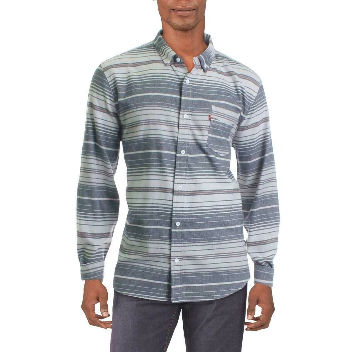 Camisa de flanela listrada Levi's Avalon masculina, tamanho grande