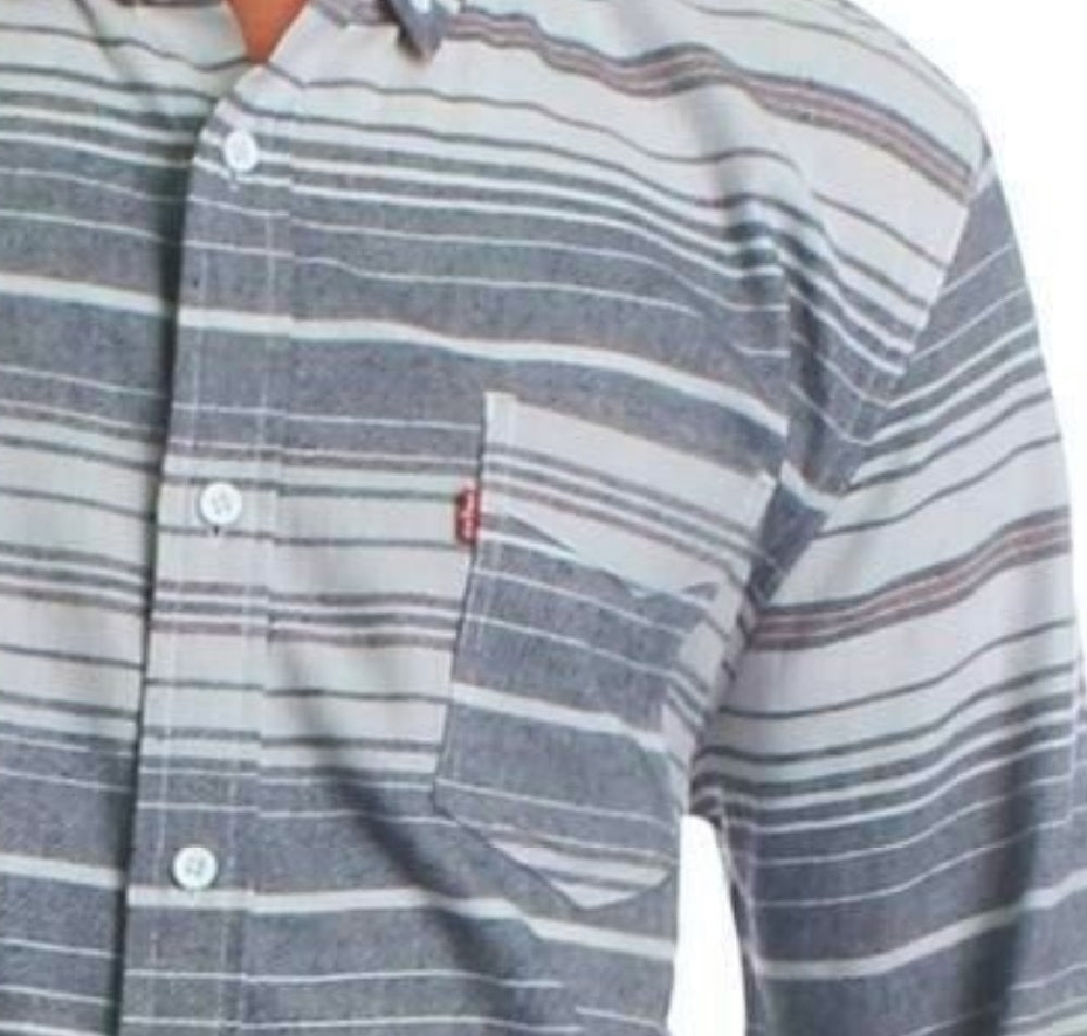 Camisa de flanela listrada Levi's Avalon masculina, tamanho grande