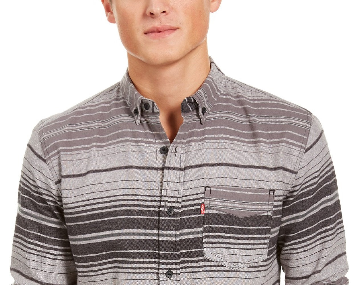 Camisa de flanela listrada Levi's Avalon masculina, tamanho 2, extra grande