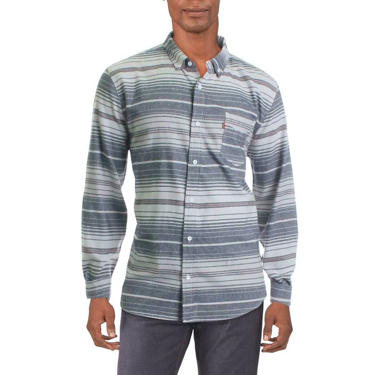 Camisa de flanela listrada Levi's Avalon masculina, tamanho médio