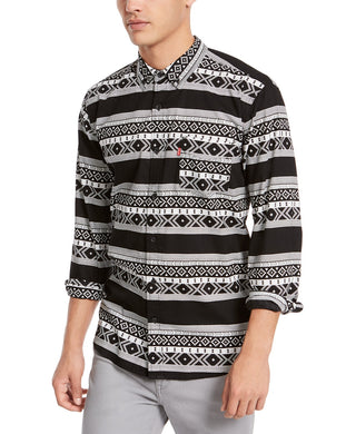 Levi's Men's Norte Regular-Fit Geo-Stripe Shirt Black Size Medium