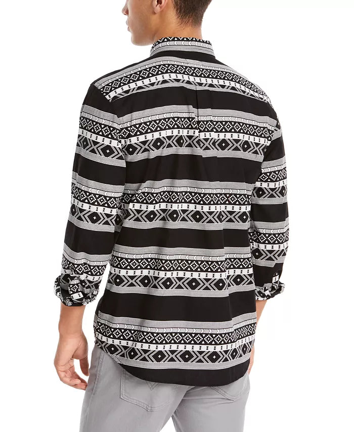 Camisa Levi's Norte Regular-Fit Geo-Stripe Masculina Preta Tamanho Médio