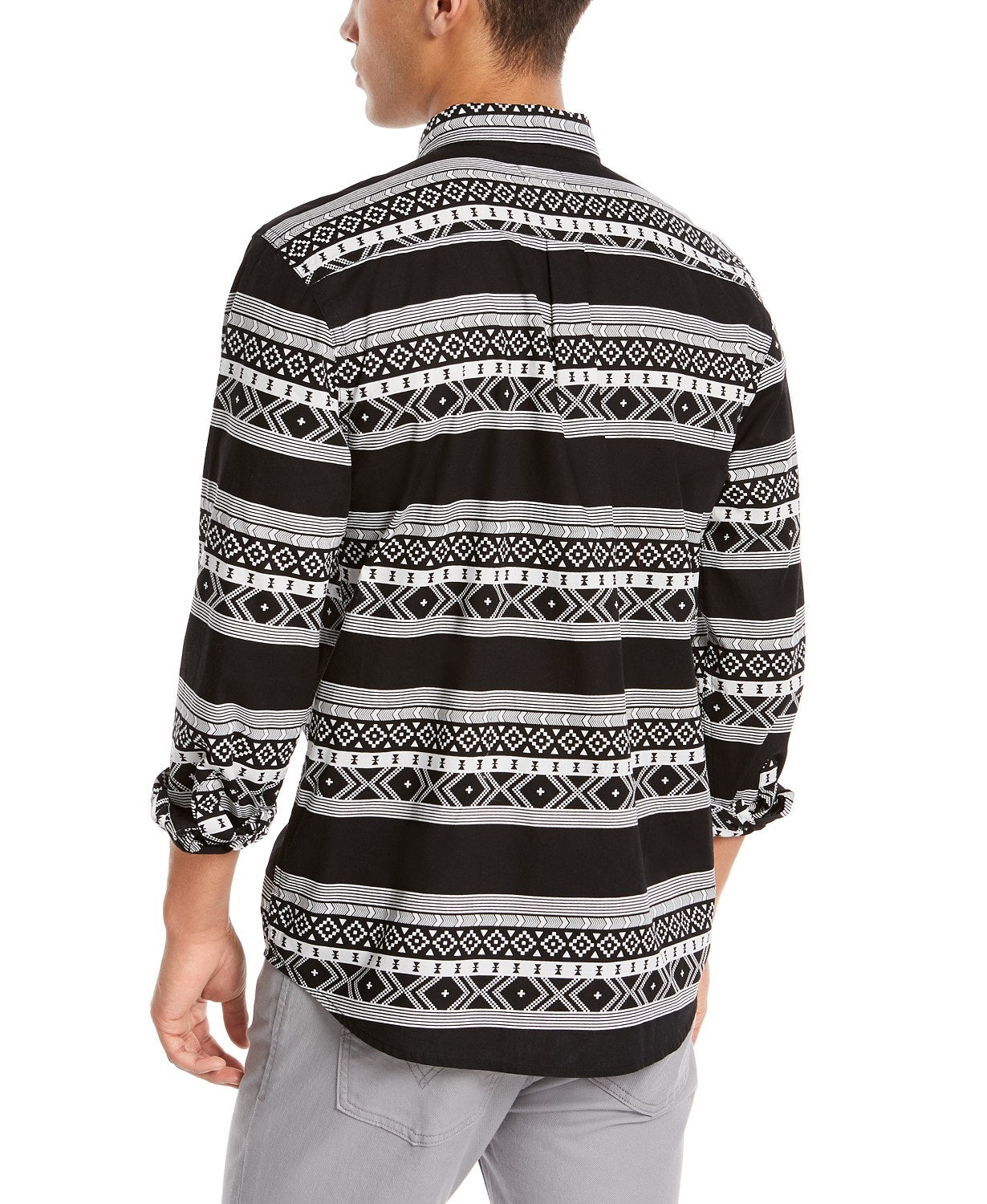 Camisa Levi's Norte Regular-Fit Geo-Stripe Masculina Preta Tamanho Grande