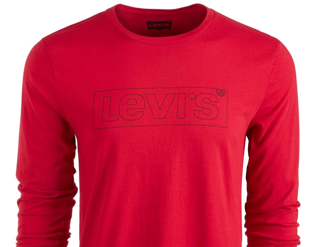 Camiseta Levi's Masculina Manga Longa com Logotipo Vermelha Tamanho Médio