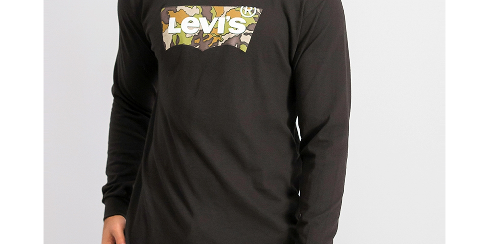 Camiseta Levi's Masculina Manga Longa Camuflada com Logotipo Preto Tamanho XXG