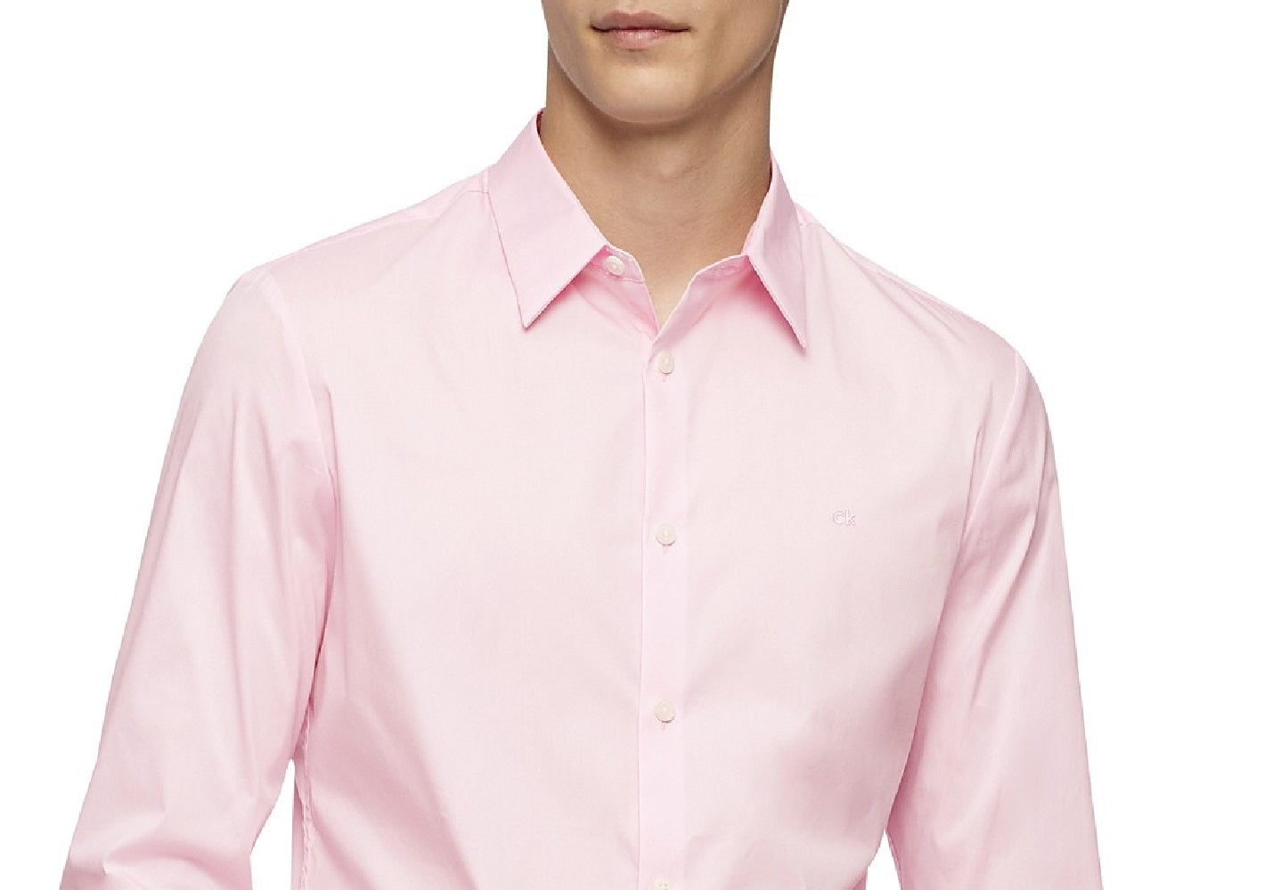 Camisa Calvin Klein Masculina Slim Fit Stretch Lisa Rosa Tamanho Médio