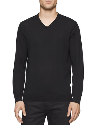 Suéter Calvin Klein Masculino de Lã Merino com Gola V Preto Tamanho P
