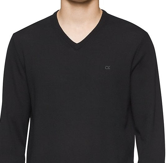 Suéter Calvin Klein Masculino de Lã Merino com Gola V Preto Tamanho P