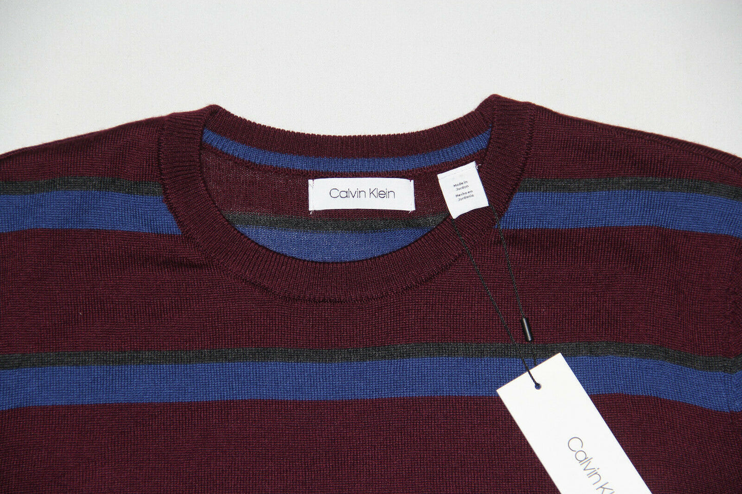 Calvin Klein Suéter Listrado Bicolor Masculino Vinho Tamanho 2 Extra Grande