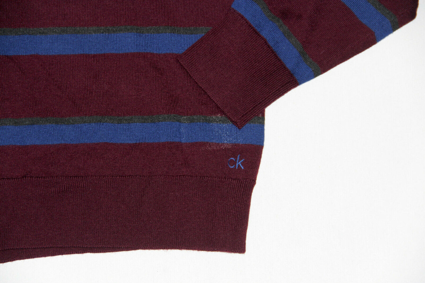 Calvin Klein Suéter Listrado Bicolor Masculino Vinho Tamanho 2 Extra Grande