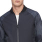 Jaqueta bomber Calvin Klein masculina com blocos de cores e mídia mista, tamanho grande, carvão