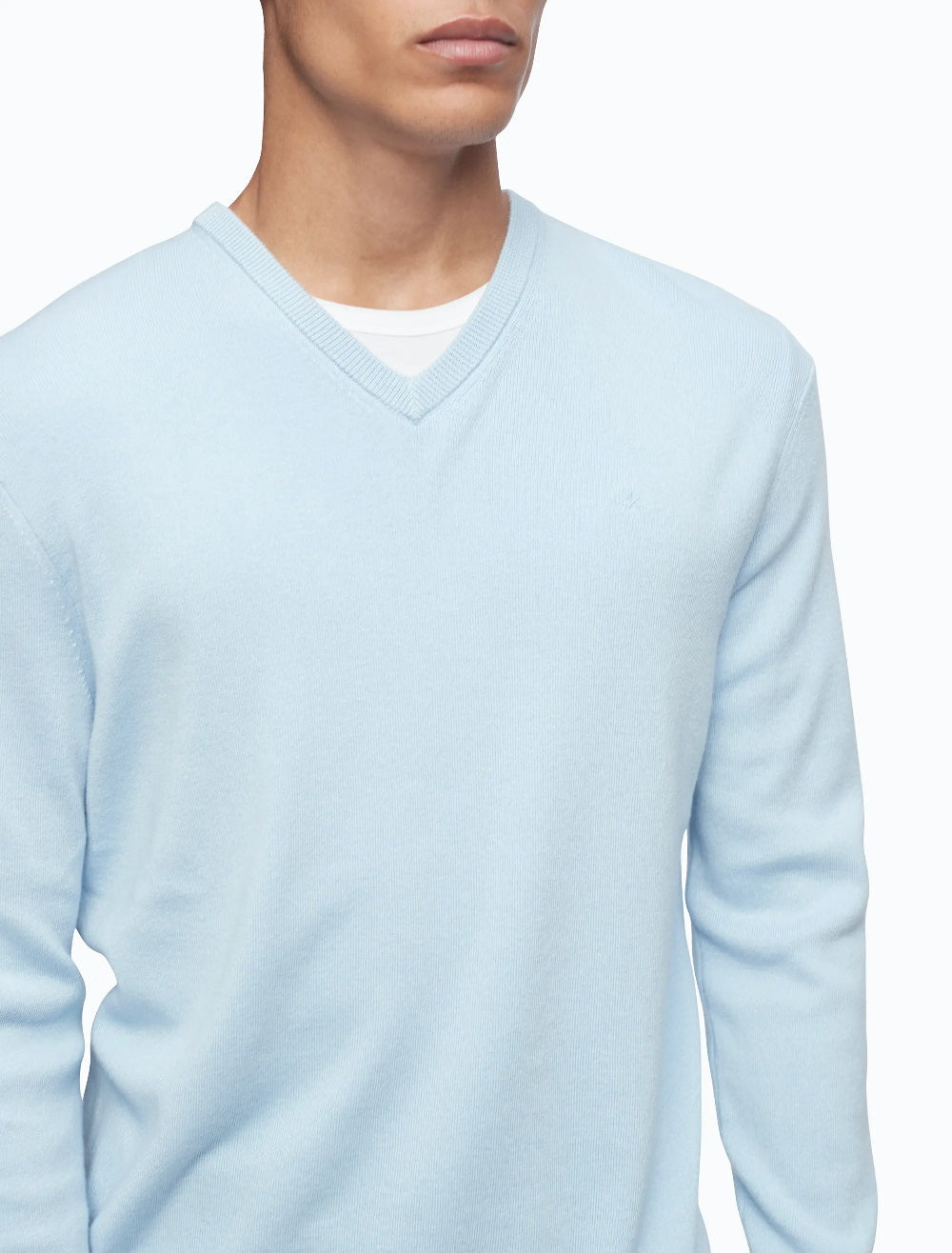 Suéter Calvin Klein Masculino Merino Gola V Azul Tamanho Grande