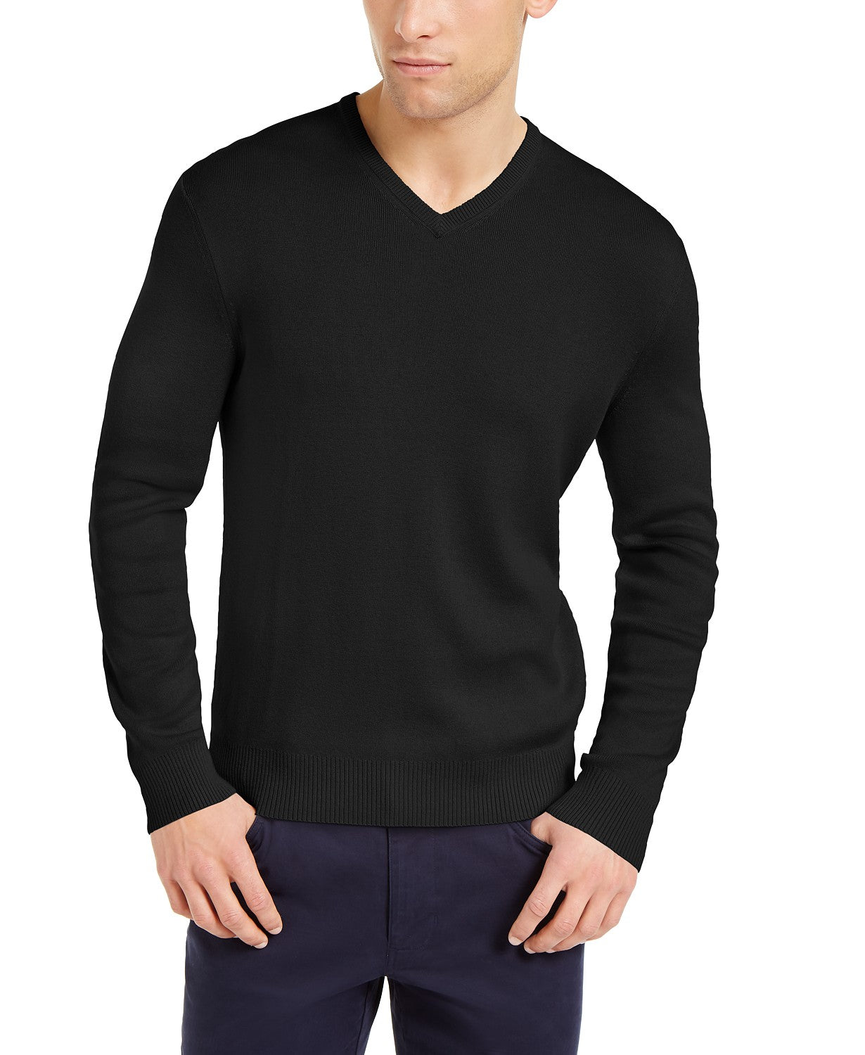 Suéter Calvin Klein Masculino de Algodão Misto com Gola V Azul Tamanho P