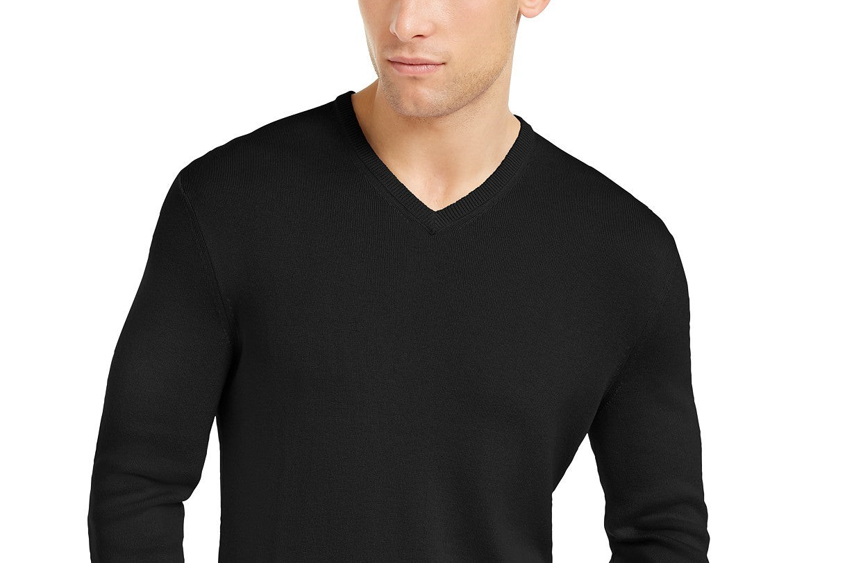 Suéter Calvin Klein Masculino de Algodão Misto com Gola V Azul Tamanho P