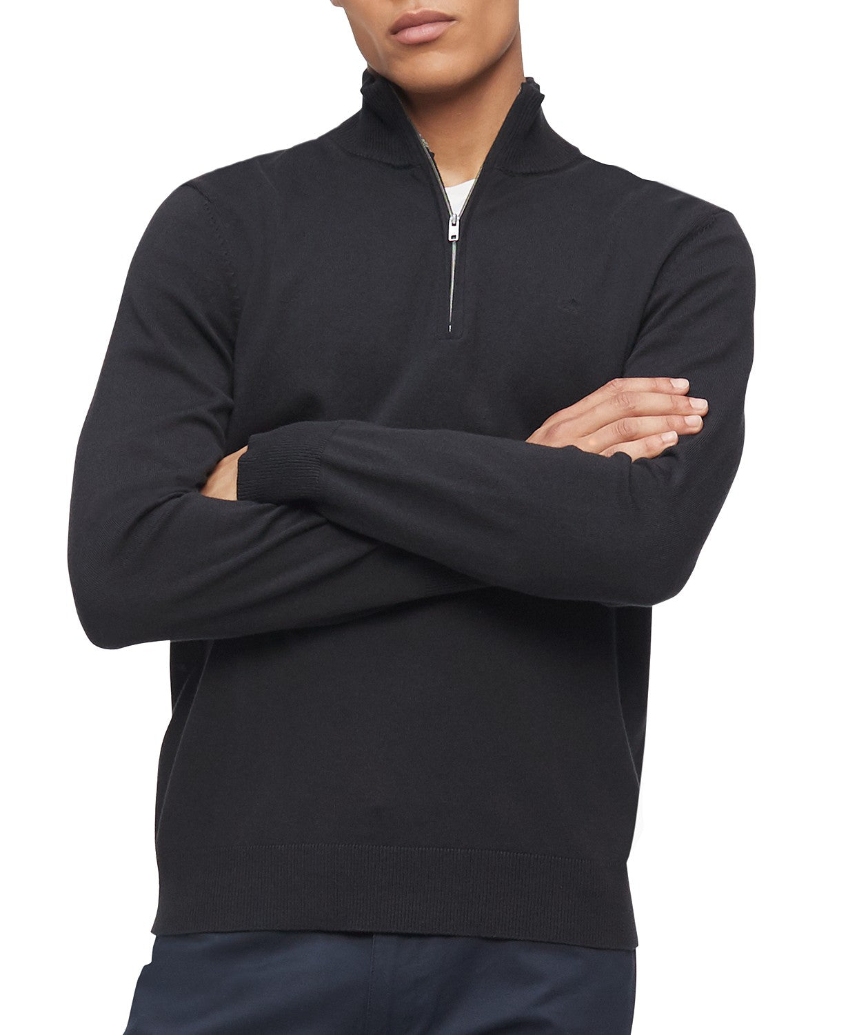 Suéter Calvin Klein Masculino com Zíper 1/4 Cinza Escuro Tamanho P