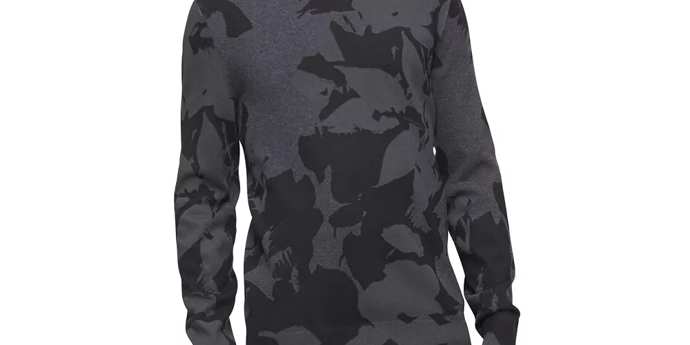 Calvin Klein Suéter Masculino de Algodão Modal Estampado com Gola Redonda Cinza Tamanho Grande