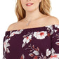 Vestido floral plus size Love Squared feminino, estilo ombro a ombro, roxo, tamanho XX-G