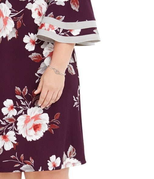 Vestido floral plus size Love Squared feminino, estilo ombro a ombro, roxo, tamanho XX-G