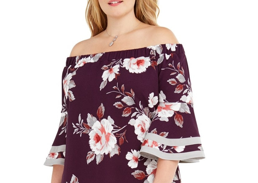 Vestido floral plus size Love Squared feminino, preto, tamanho XXX-G