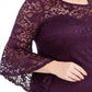 Vestido feminino quadrado plus size com manga sino e renda, tamanho 3, roxo, extra grande