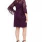 Vestido feminino quadrado plus size com manga sino e renda, roxo, tamanho XX-G