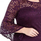 Vestido feminino quadrado plus size com manga sino e renda, roxo, tamanho XX-G