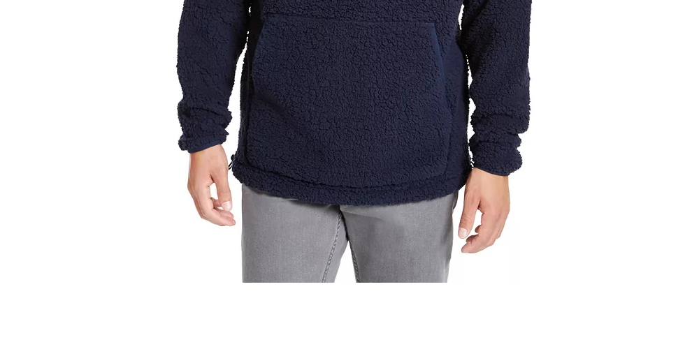 Suéter DKNY Sherpa Masculino com Zíper de 1/4 Azul Marinho Tamanho X-G
