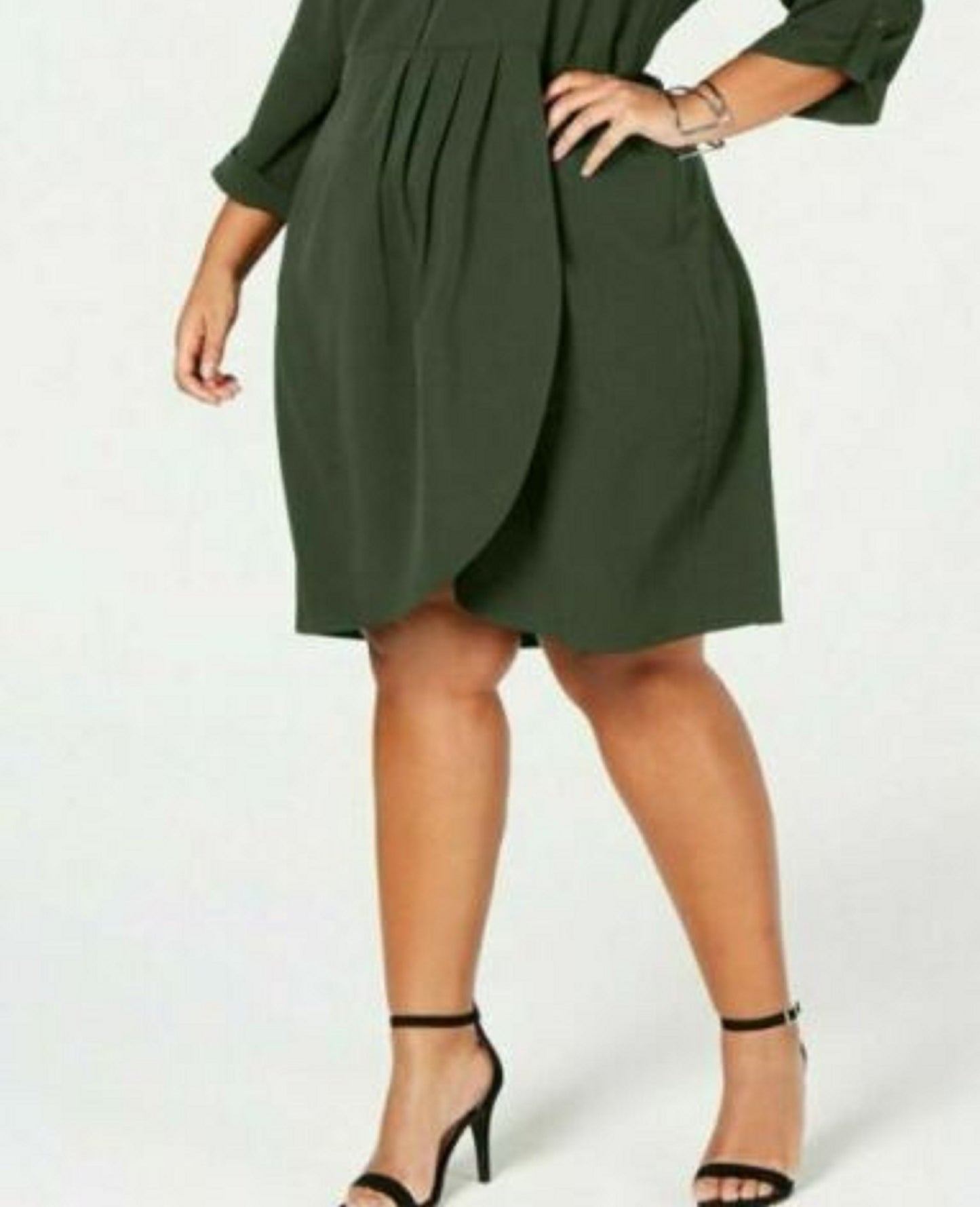 Vestido-camisa feminino Love Squared Plus Size Cascade Wrap, verde, tamanho XX-G