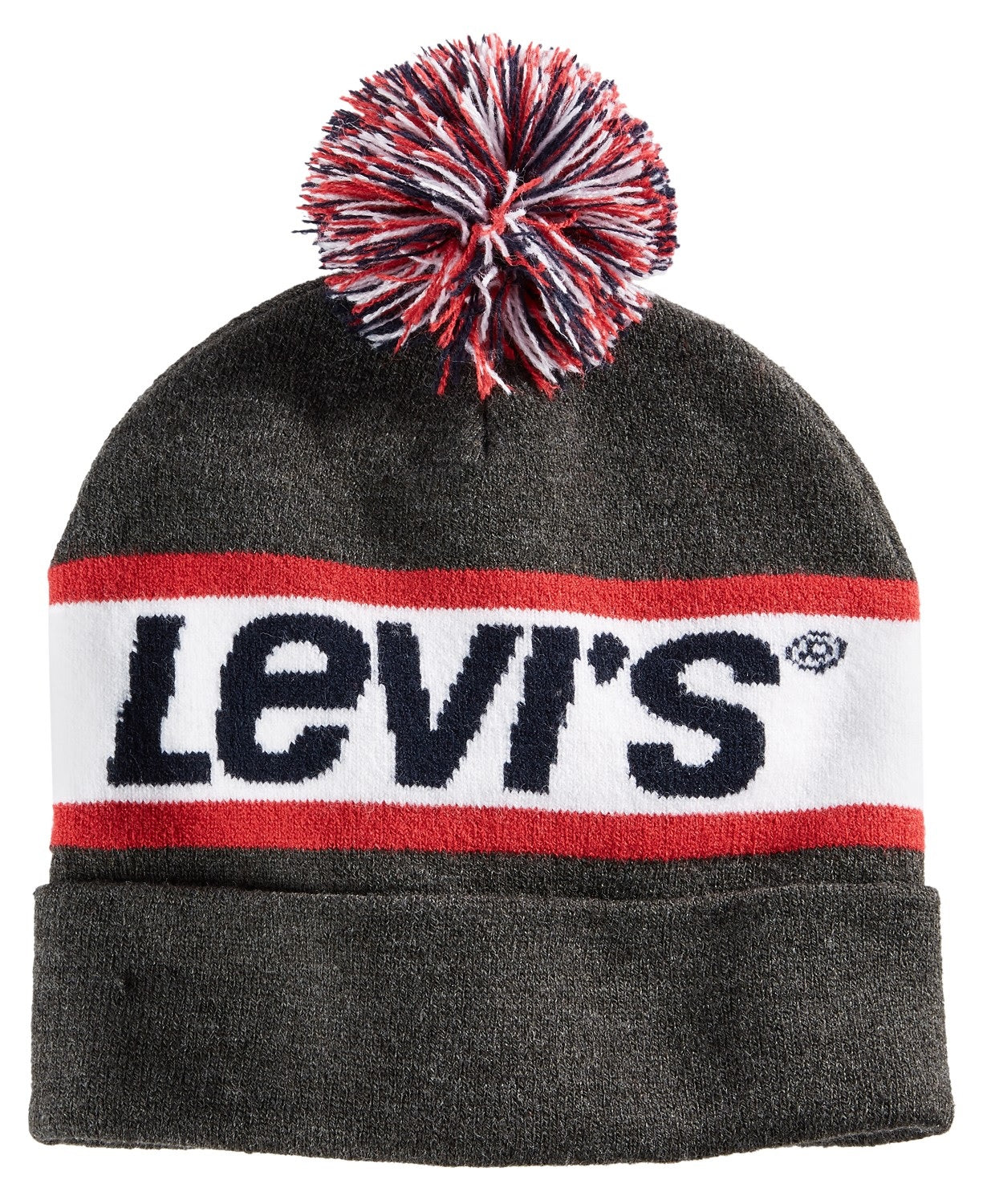 Gorro Levi's Intarsia Masculino com Pompom Cinza Tamanho Regular