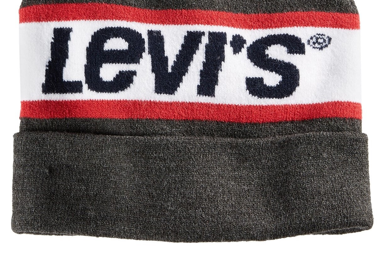 Gorro Levi's Intarsia Masculino com Pompom Cinza Tamanho Regular