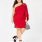 Vestido plus size feminino Morgan &amp; Company, de um ombro só, vermelho, tamanho 18W