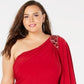 Vestido plus size feminino Morgan &amp; Company, de um ombro só, vermelho, tamanho 18W