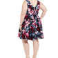Vestido Trixxi Feminino Plus Size Estampa Floral Ajustado e Evasê Azul Marinho Tamanho 24W