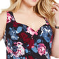 Vestido Trixxi Feminino Plus Size Estampa Floral Ajustado e Evasê Azul Marinho Tamanho 24W