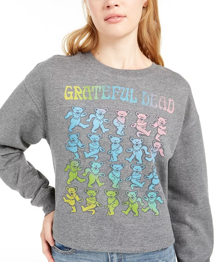 Moletom curto com estampa Grateful Dead da Love Tribe Juniors, cinza, tamanho médio