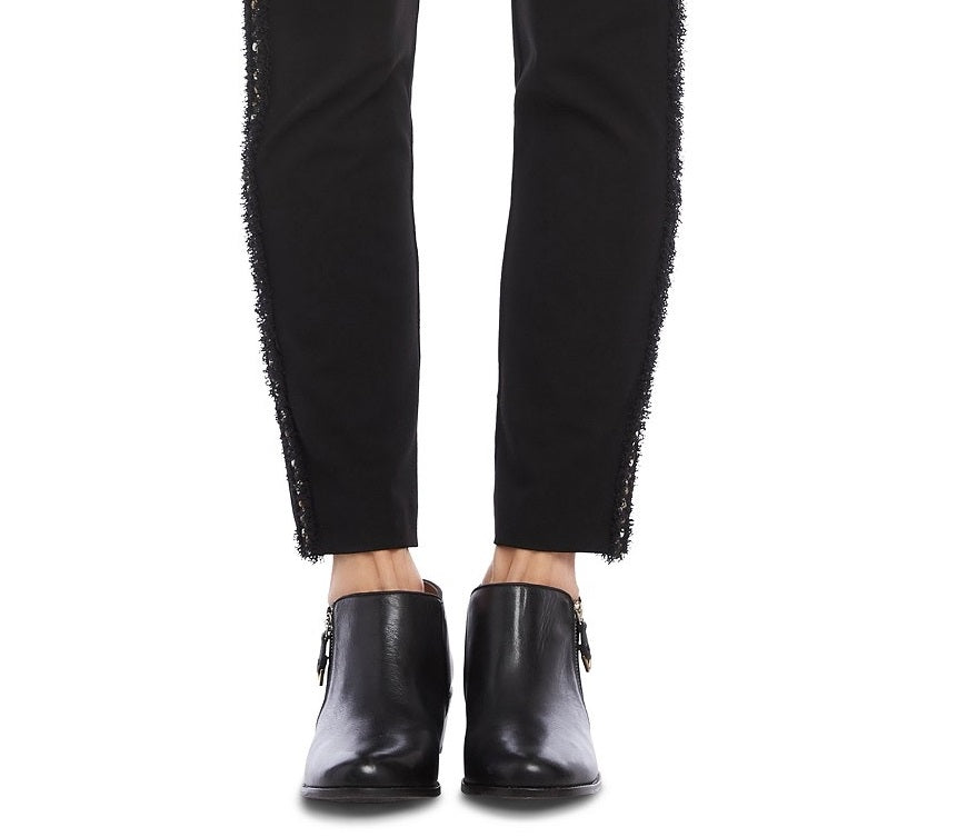 Calça skinny feminina Karen Kane com acabamento em trança Piper, preta, tamanho médio