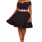 Vestido feminino moderno, ombro de fora, justo e evasê, tamanho 18, preto
