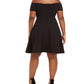Vestido feminino moderno, ombro de fora, justo e evasê, tamanho 18, preto