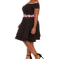 Vestido feminino moderno, ombro de fora, justo e evasê, tamanho 18, preto