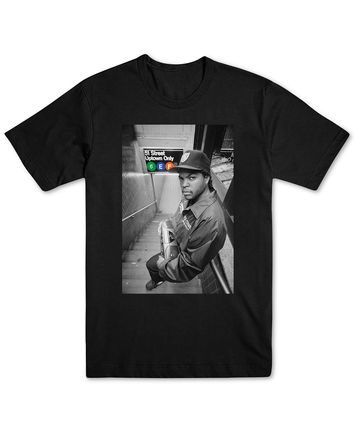 Camiseta gráfica Ice Cube Subway masculina Merch Traffic, preta, tamanho pequeno