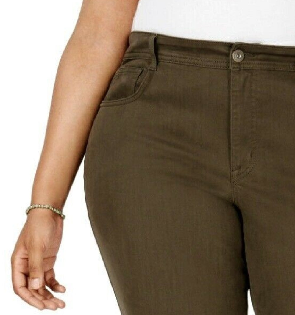 Jeans feminino plus size com controle de barriga e perna justa, estilo &amp; co, verde oliva, tamanho 18W