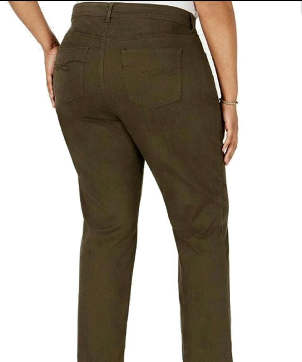 Jeans feminino plus size estilo &amp; co com controle de barriga e perna justa, verde oliva, tamanho 16W