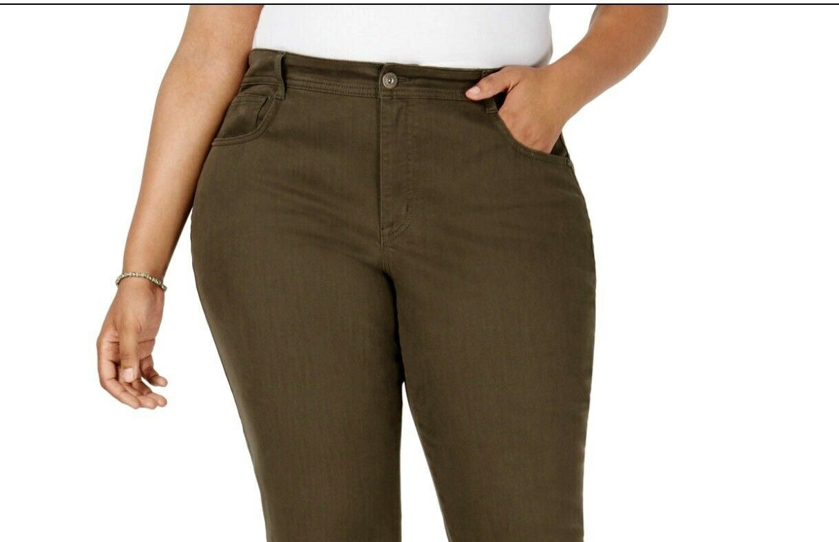 Estilo &amp; Co Feminino Plus &amp; Petite Plus Size Controle de Barriga Slim-LegVerde Tamanho 20
