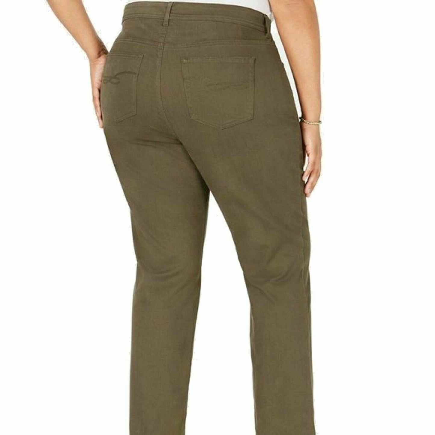 Jeans feminino plus size com controle de barriga e perna justa, estilo &amp; co, verde oliva, tamanho 24W