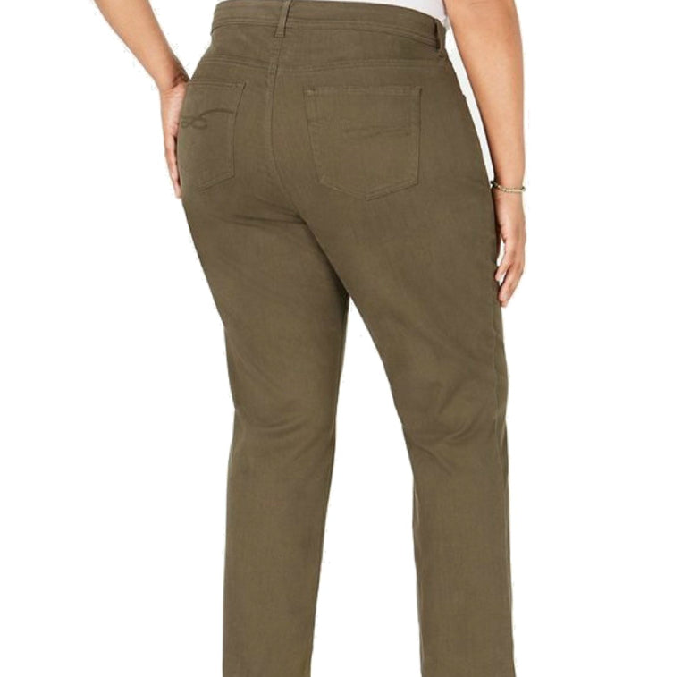 Jeans feminino plus size com controle de barriga e perna justa, estilo &amp; co, verde, tamanho 18 W