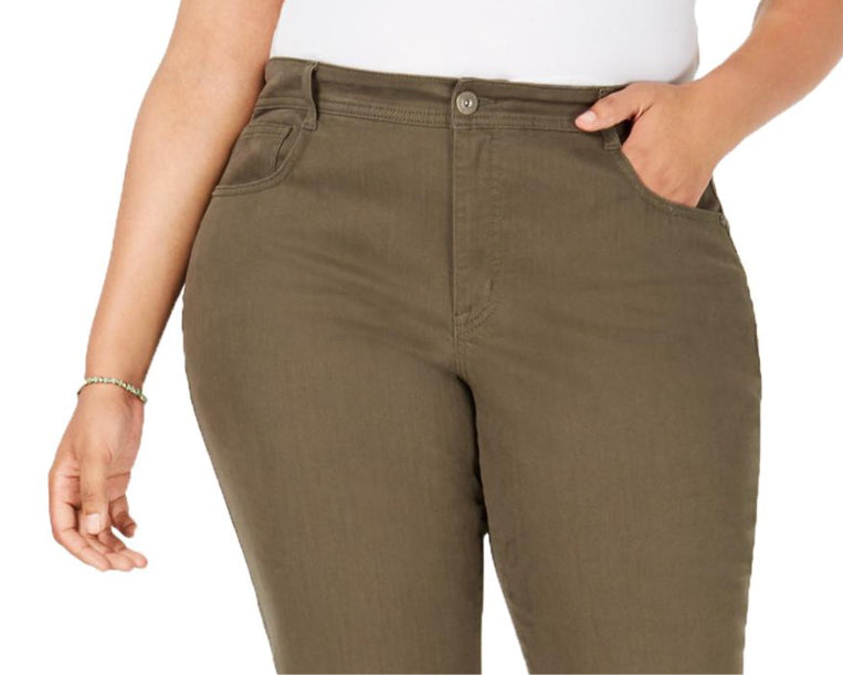 Jeans feminino plus size com controle de barriga e perna justa, estilo &amp; co, verde, tamanho 18 W