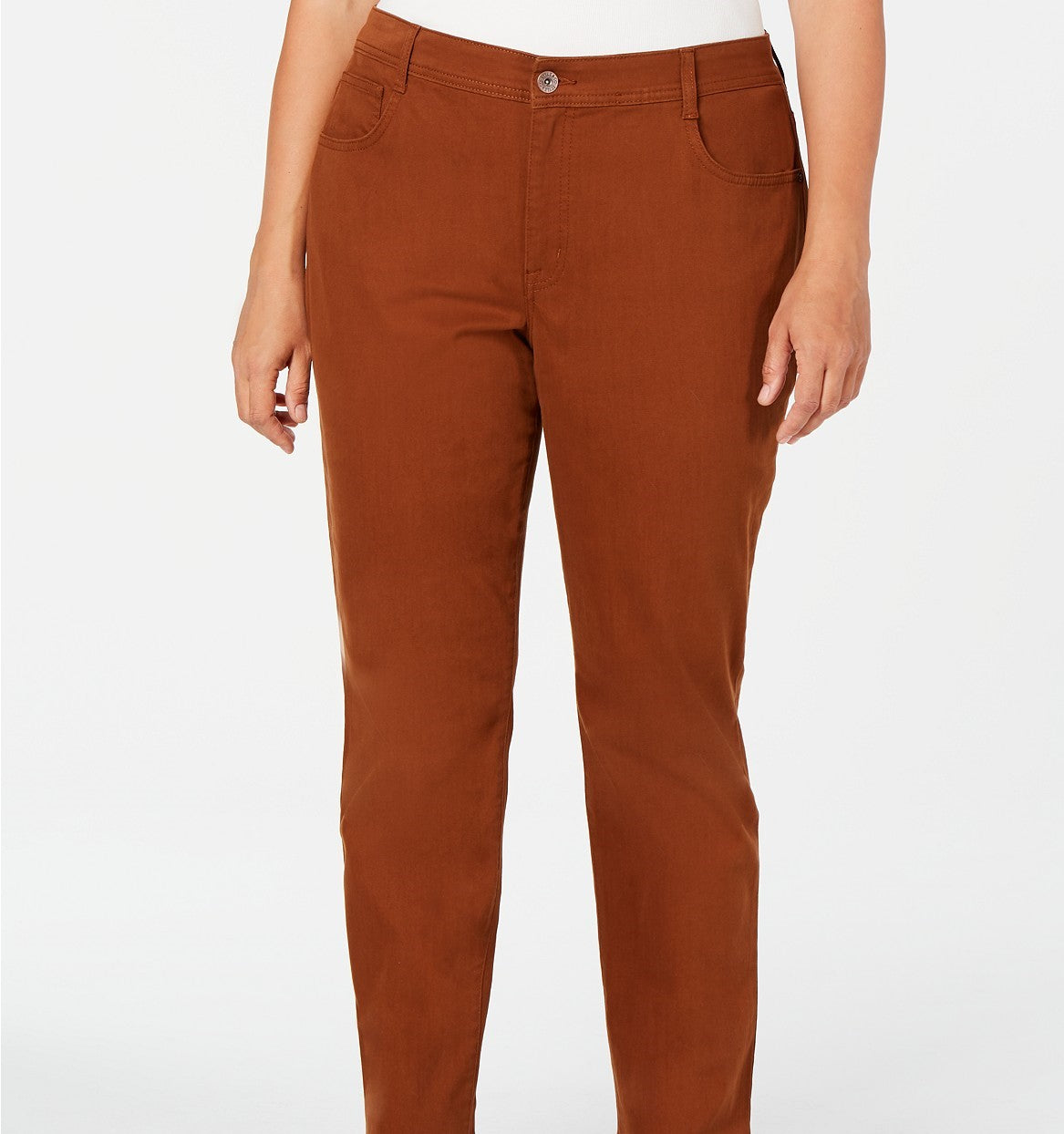 Jeans feminino plus size, cintura alta, perna justa, marrom, tamanho 24, da Style &amp; Co