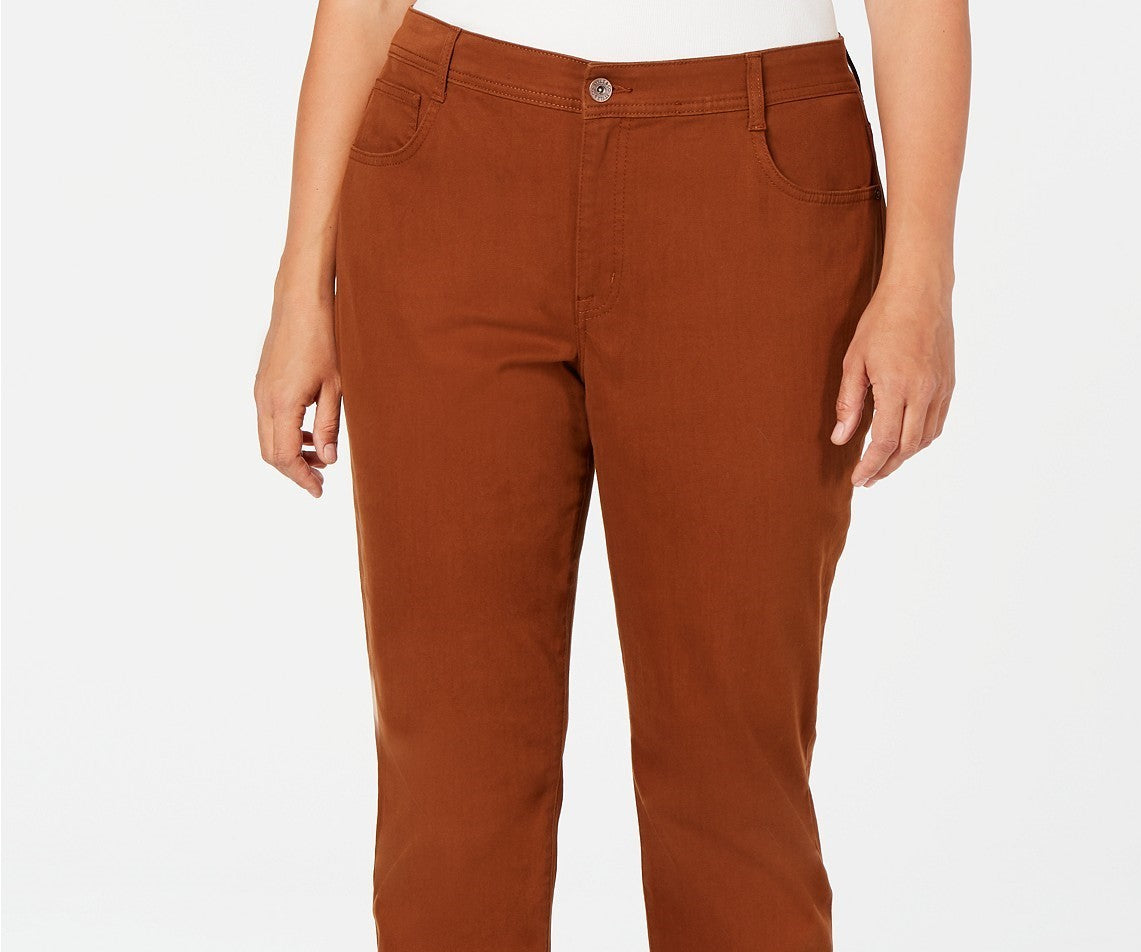 Jeans feminino plus size, cintura alta, perna justa, marrom, tamanho 24, da Style &amp; Co